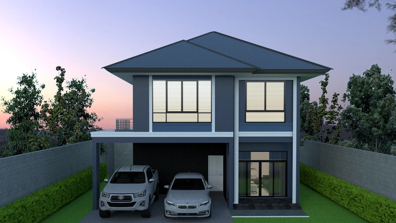 แบบบ้านสองชั้นสไตล์โมเดิร์น PT020